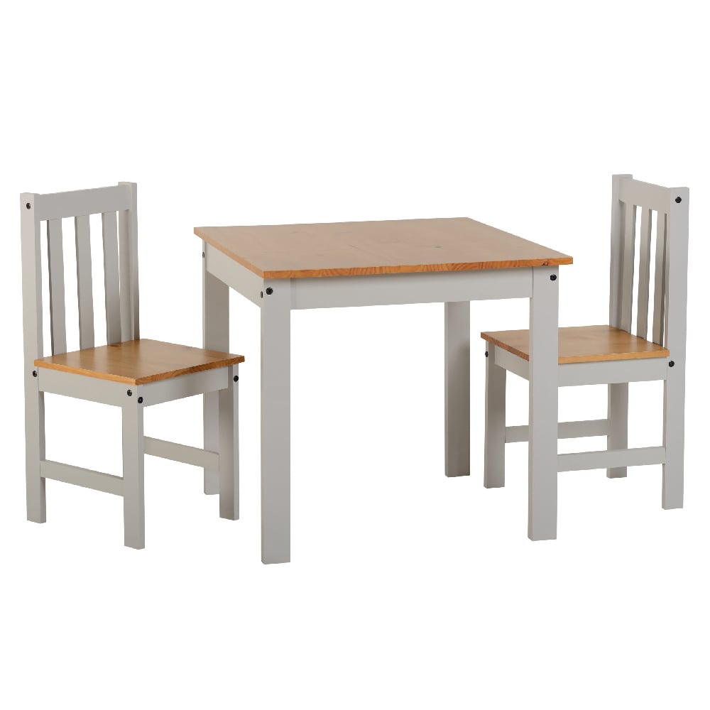 Read more about Ladkro wooden dining table with 2 chairs in grey and oak