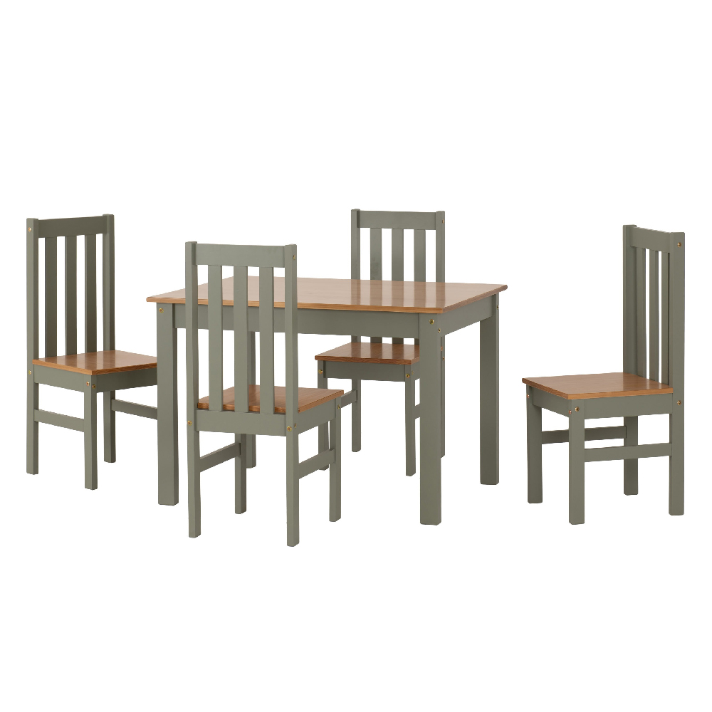 Ladkro Wooden Dining Table With 4 Chairs In Green And Oak