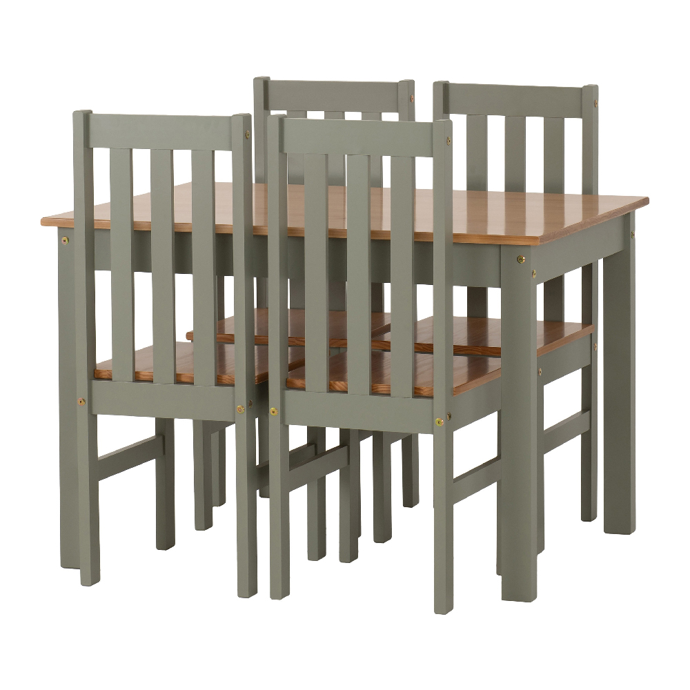Ladkro Wooden Dining Table With 4 Chairs In Green And Oak