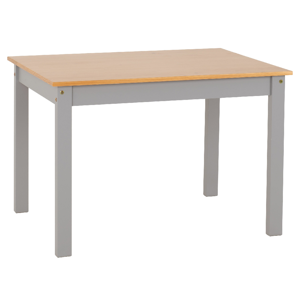 Ladkro Wooden Dining Table With 4 Chairs In Grey Slate And Oak