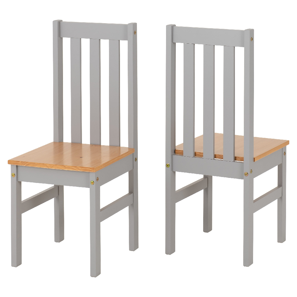 Ladkro Wooden Dining Table With 4 Chairs In Grey Slate And Oak