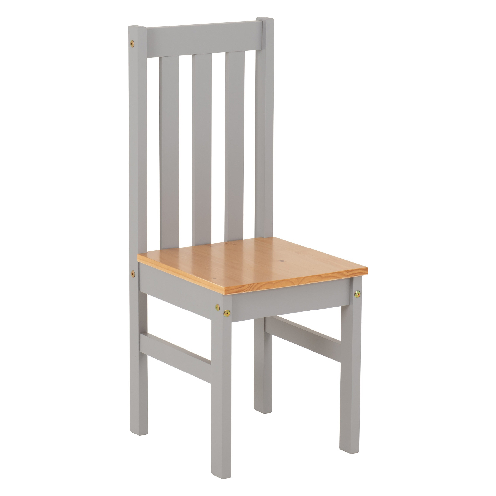 Ladkro Wooden Dining Table With 4 Chairs In Grey Slate And Oak