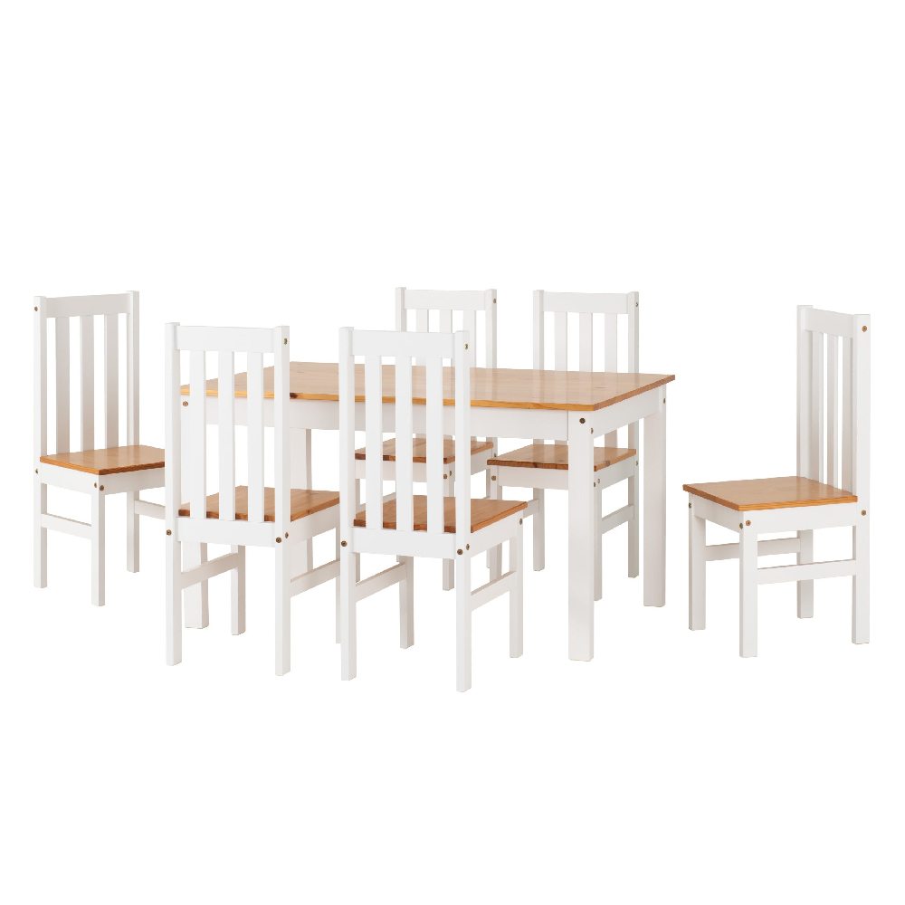 Ladkro Wooden Dining Table With 6 Chairs In White And Oak