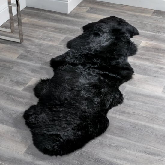 Product photograph of Ladson Double Sheepskin Rug In Black from Furniture in Fashion