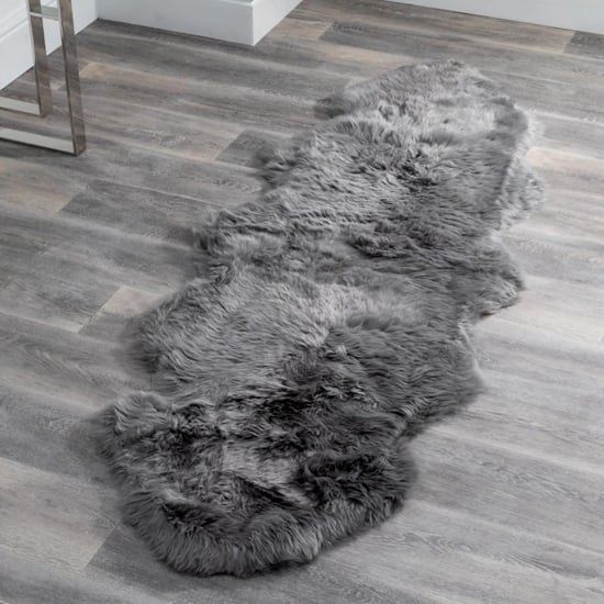 Product photograph of Ladson Double Sheepskin Rug In Grey from Furniture in Fashion