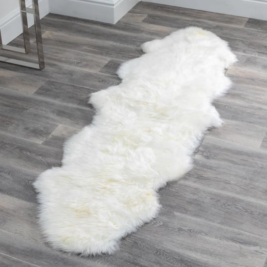 Photo of Ladson double sheepskin rug in natural white