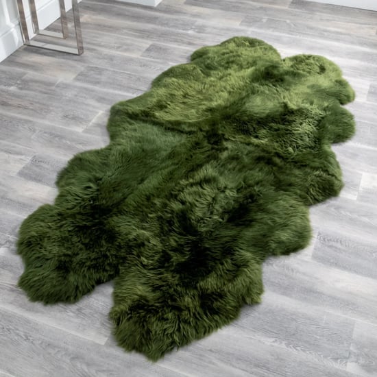 Product photograph of Ladson Quad Sheepskin Rug In Olive Green from Furniture in Fashion