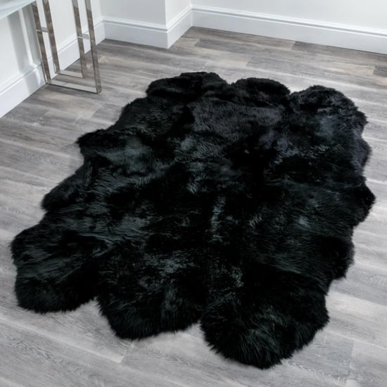 Product photograph of Ladson Sextuple Sheepskin Rug In Black from Furniture in Fashion