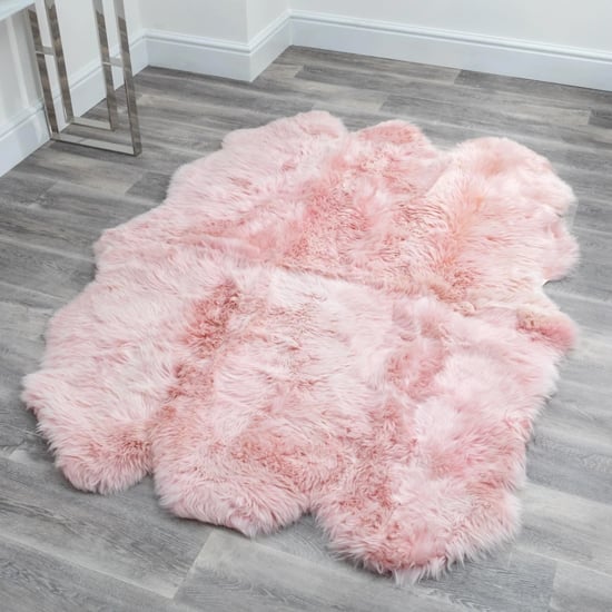 Product photograph of Ladson Sextuple Sheepskin Rug In Blush Pink from Furniture in Fashion