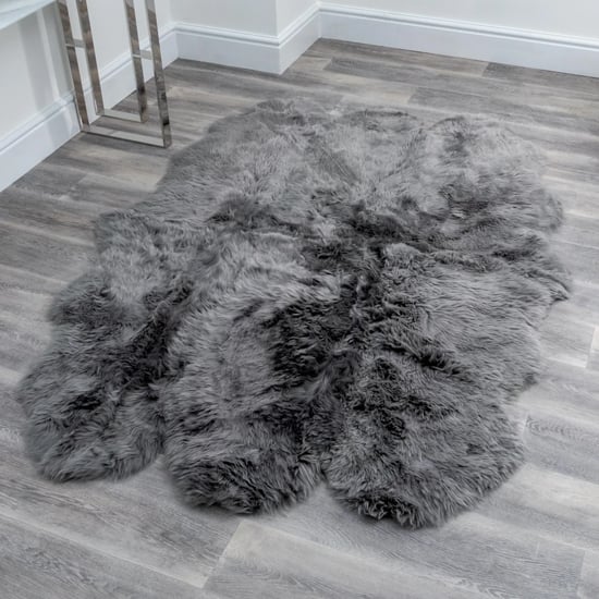 Product photograph of Ladson Sextuple Sheepskin Rug In Grey from Furniture in Fashion