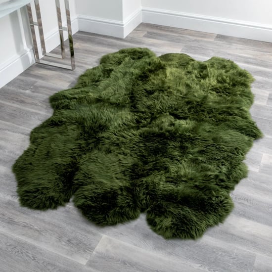 Product photograph of Ladson Sextuple Sheepskin Rug In Olive Green from Furniture in Fashion