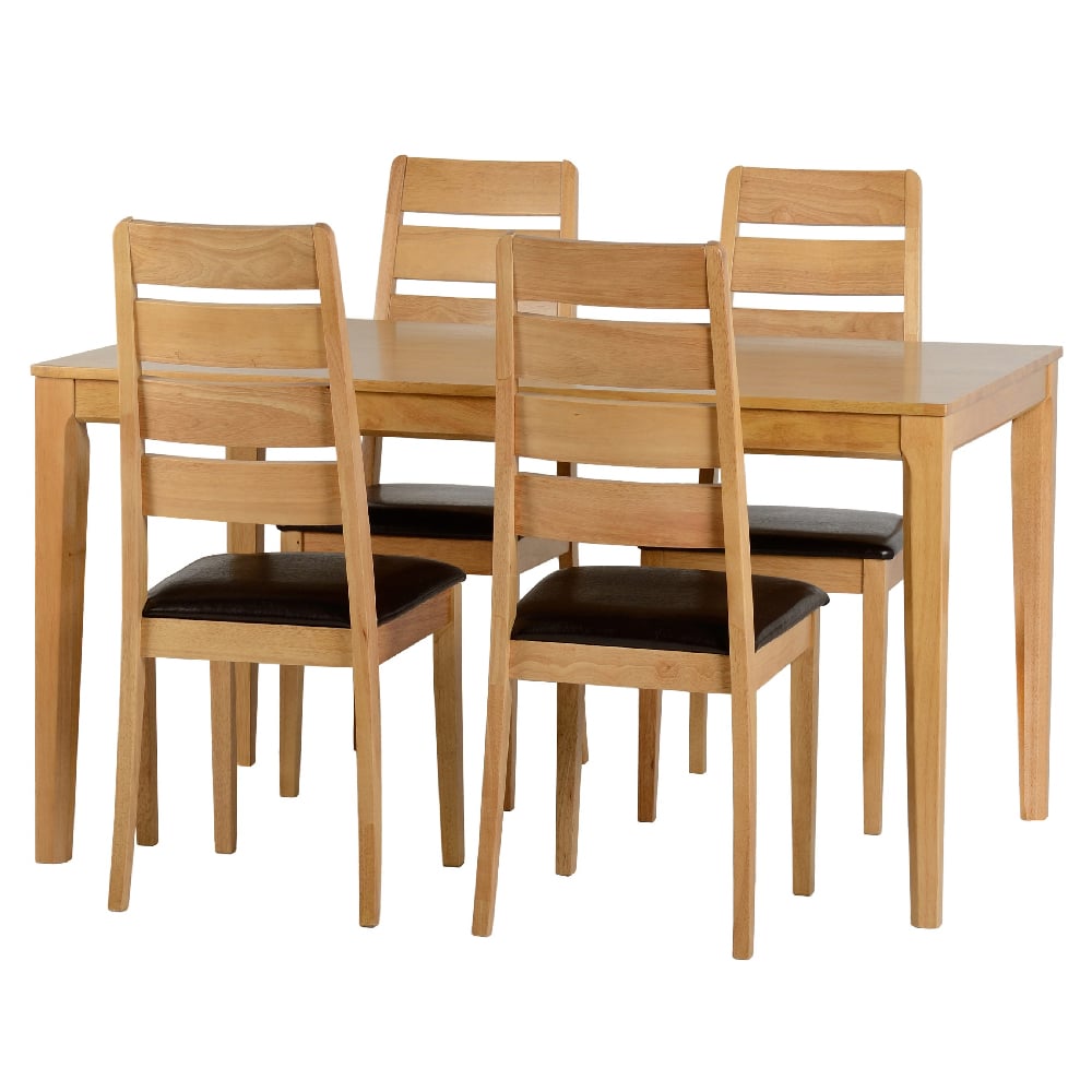 Read more about Ladson wooden dining table with 4 chairs in oak and brown