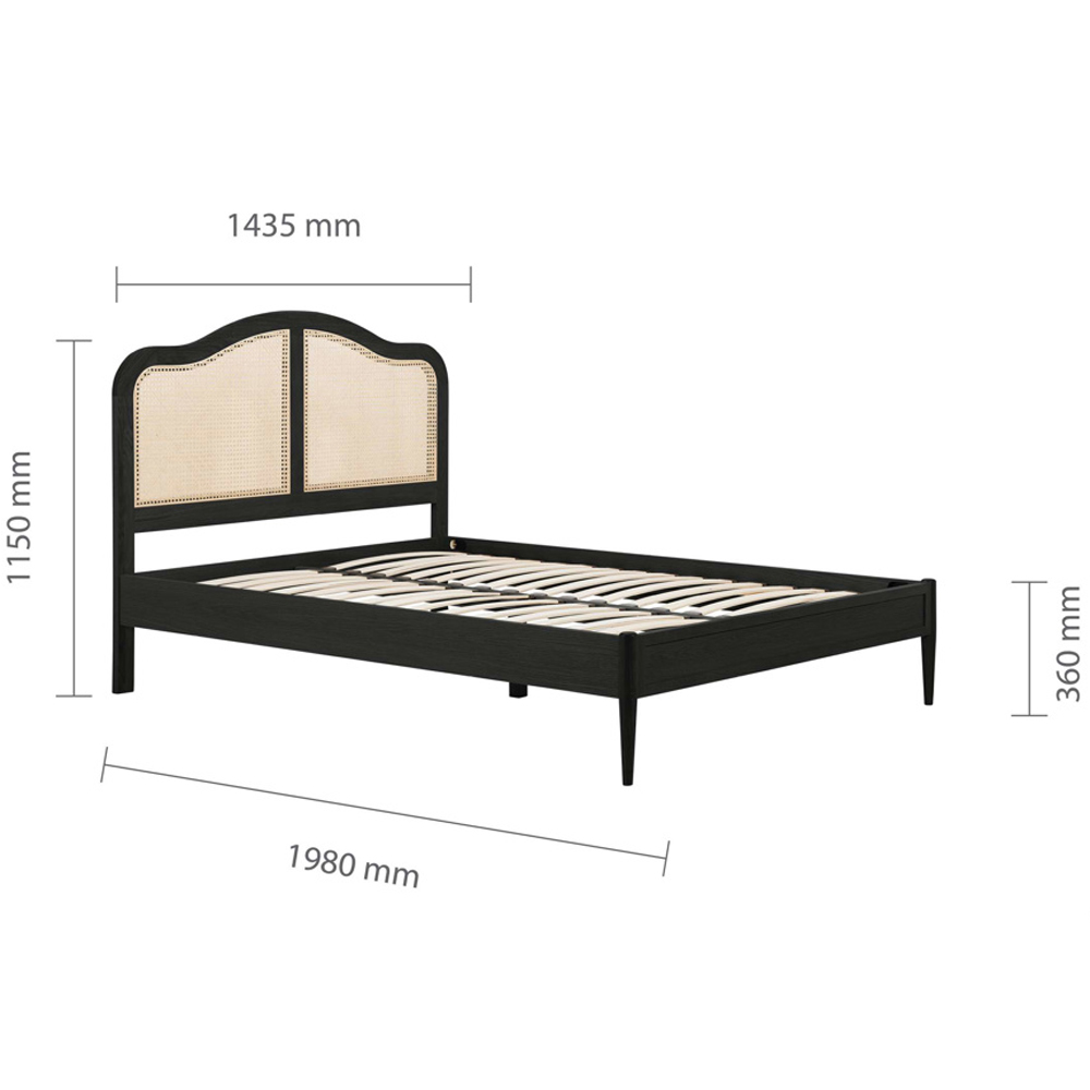 Ladson Wooden Double Bed With Rattan Headboard In Black