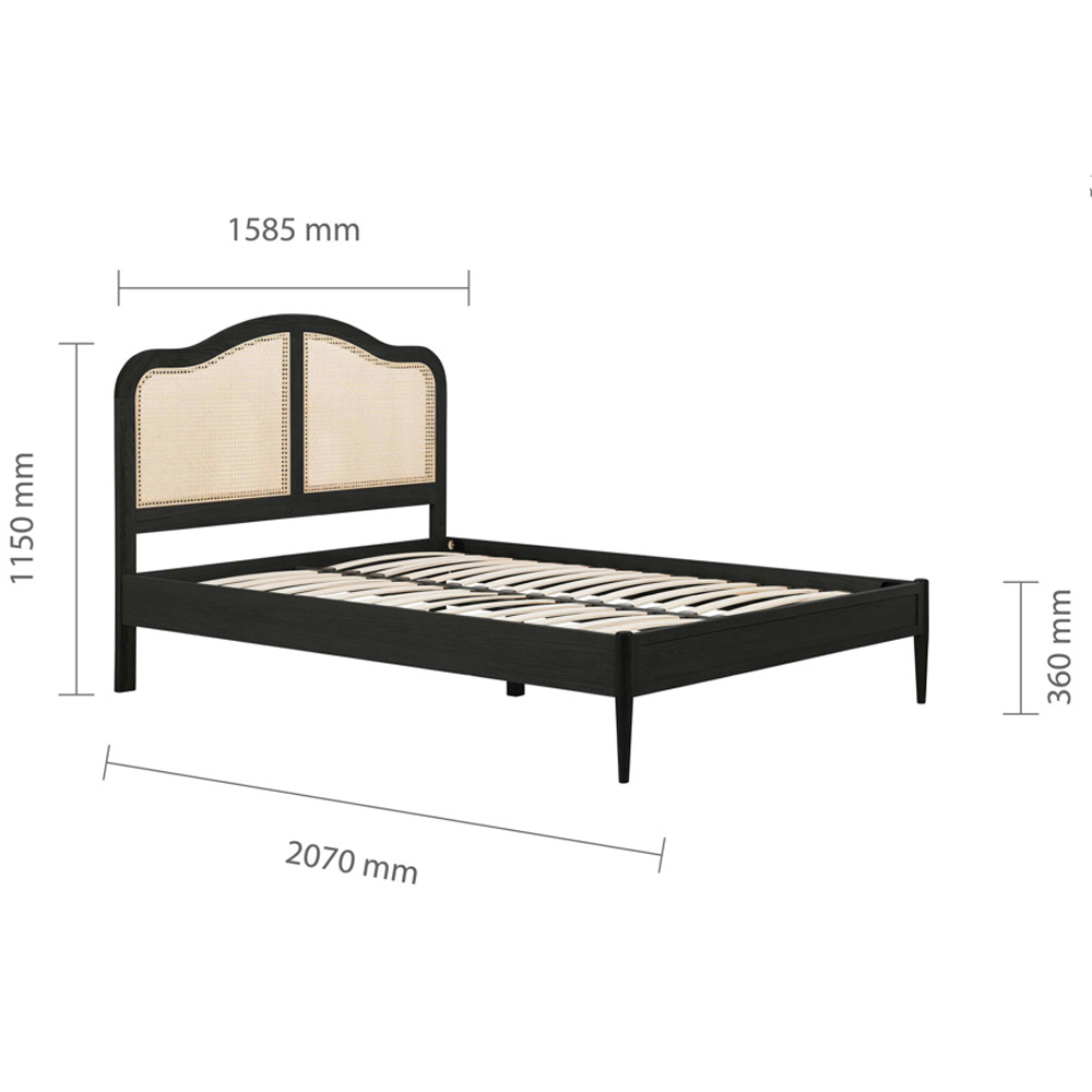 Ladson Wooden King Size Bed With Rattan Headboard In Black