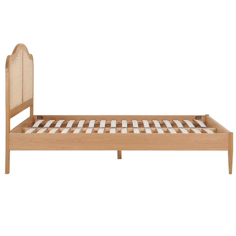 Ladson Wooden King Size Bed With Rattan Headboard In Oak