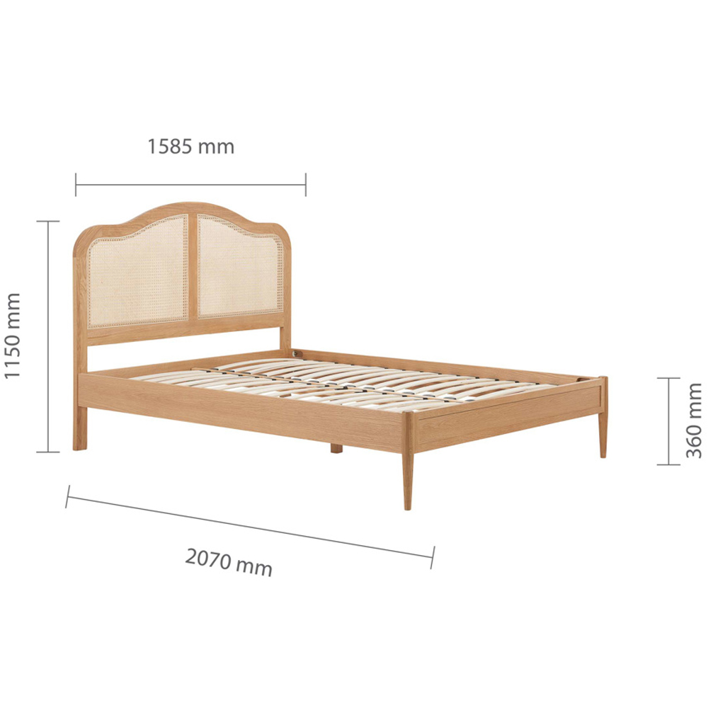 Ladson Wooden King Size Bed With Rattan Headboard In Oak