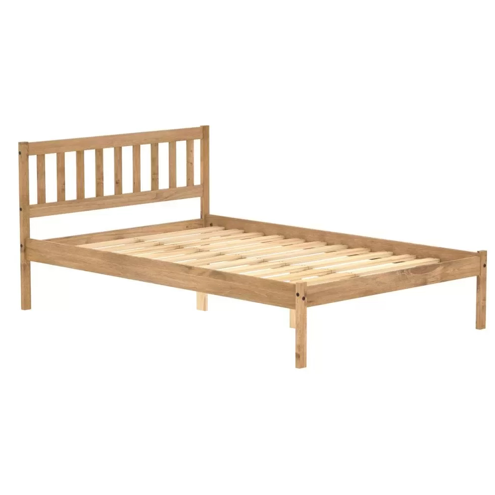 Ladson Wooden Small Double Bed In Brown