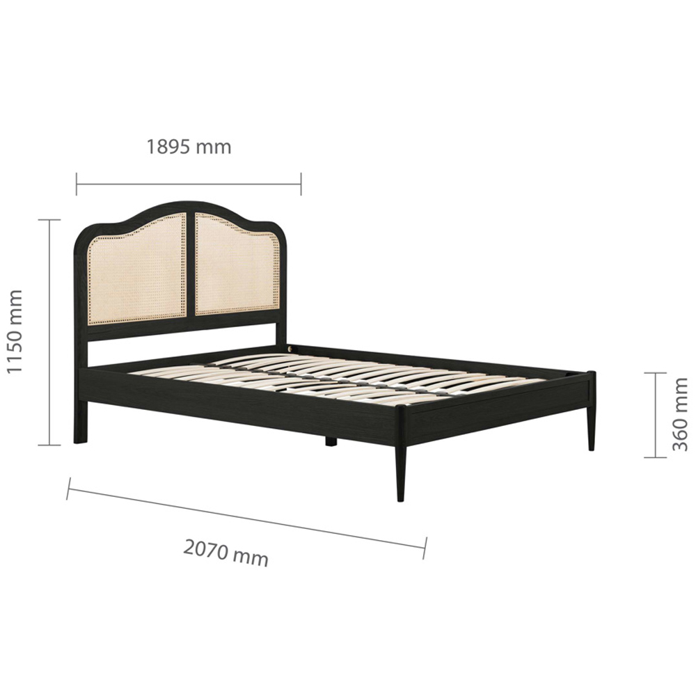 Ladson Wooden Super King Size Bed With Rattan Headboard In Black