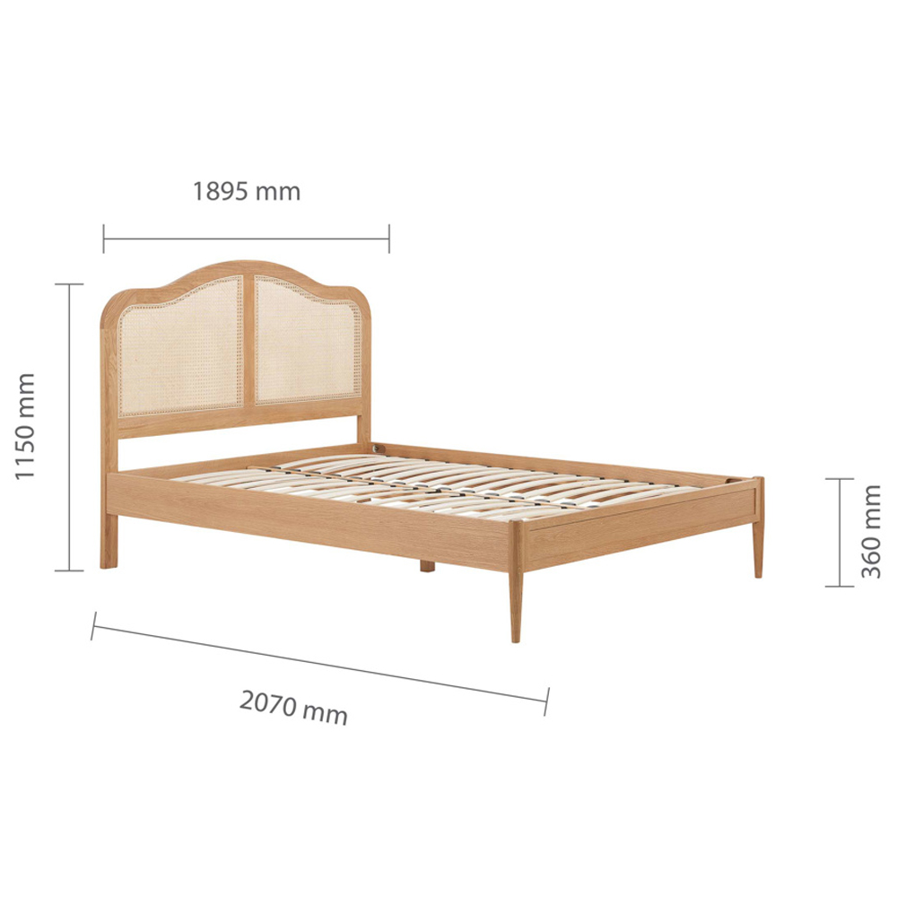 Ladson Wooden Super King Size Bed With Rattan Headboard In Oak