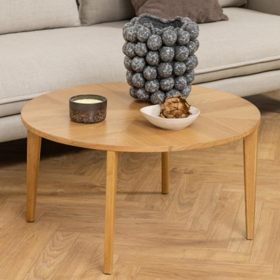 Product photograph of Ladue Wooden Coffee Table Round In Oak from Furniture in Fashion