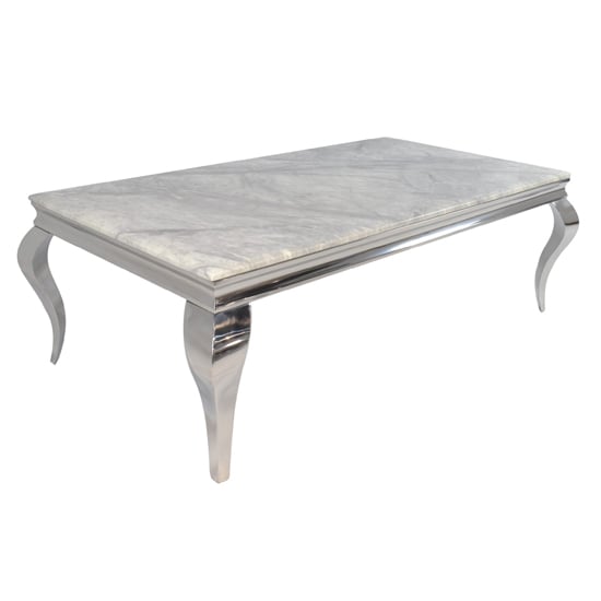 Product photograph of Lael Marble Coffee Table In Grey With Chrome Metal Base from Furniture in Fashion