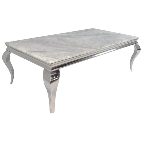 Product photograph of Lael Marble Dining Table In Grey With Chrome Metal Base from Furniture in Fashion
