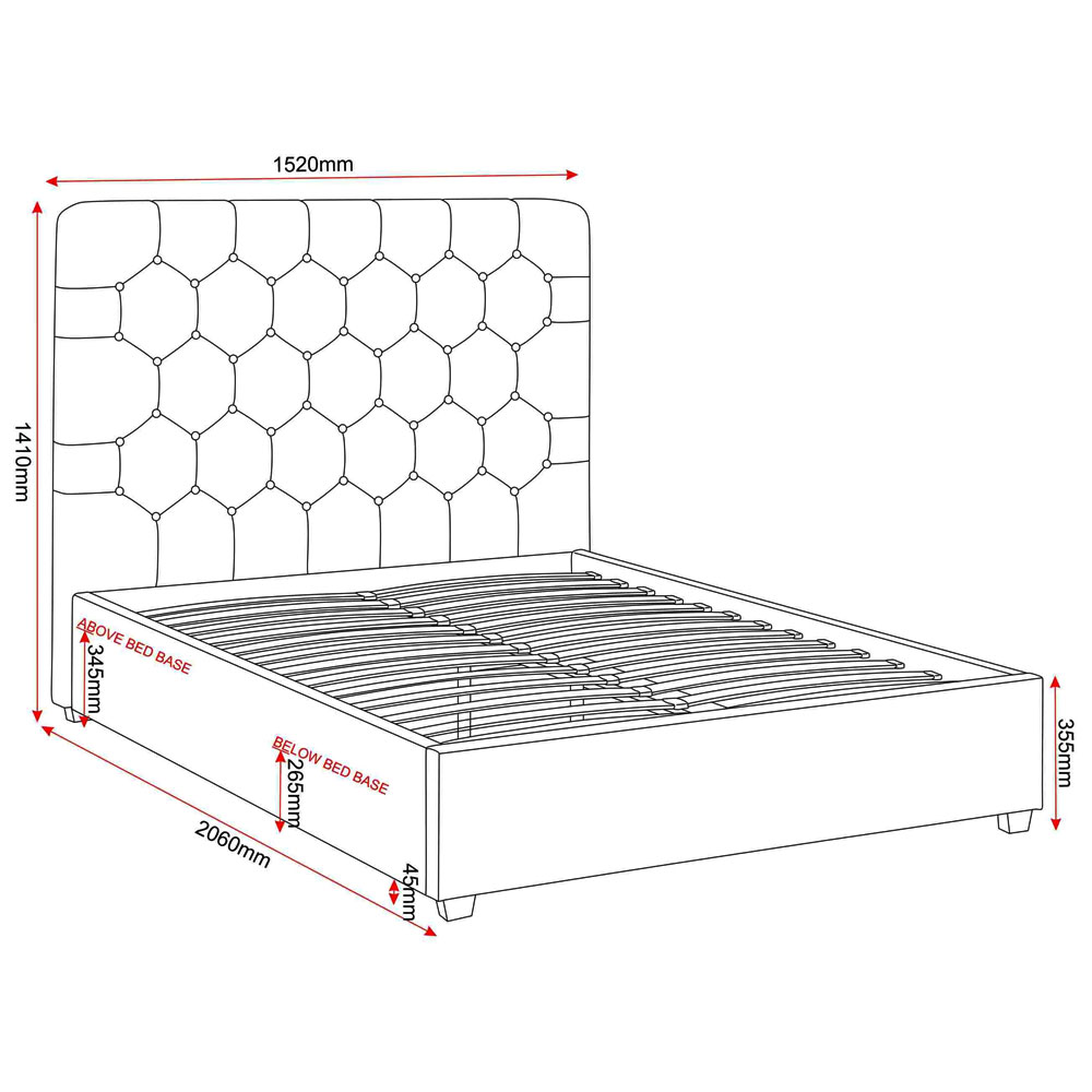 Laelio Velvet Fabric Double Bed in Fawn
