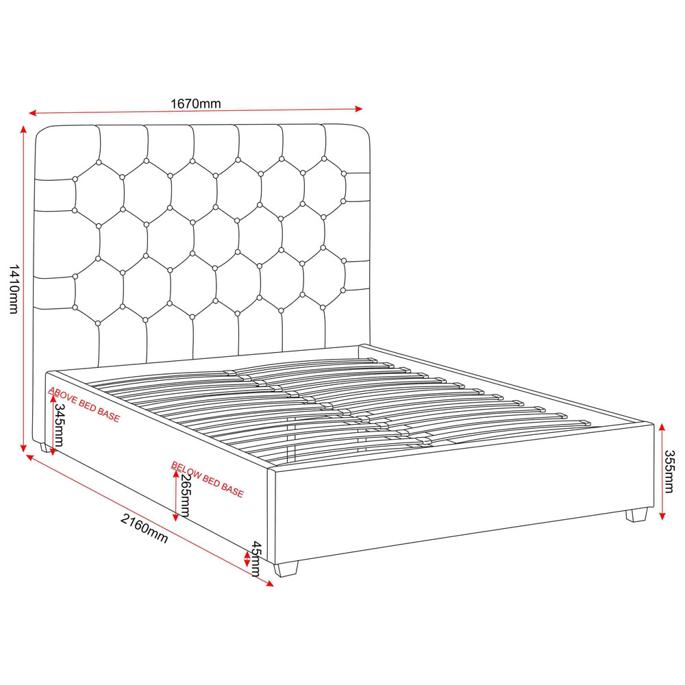 Laelio Velvet Fabric King Size Bed in Grey