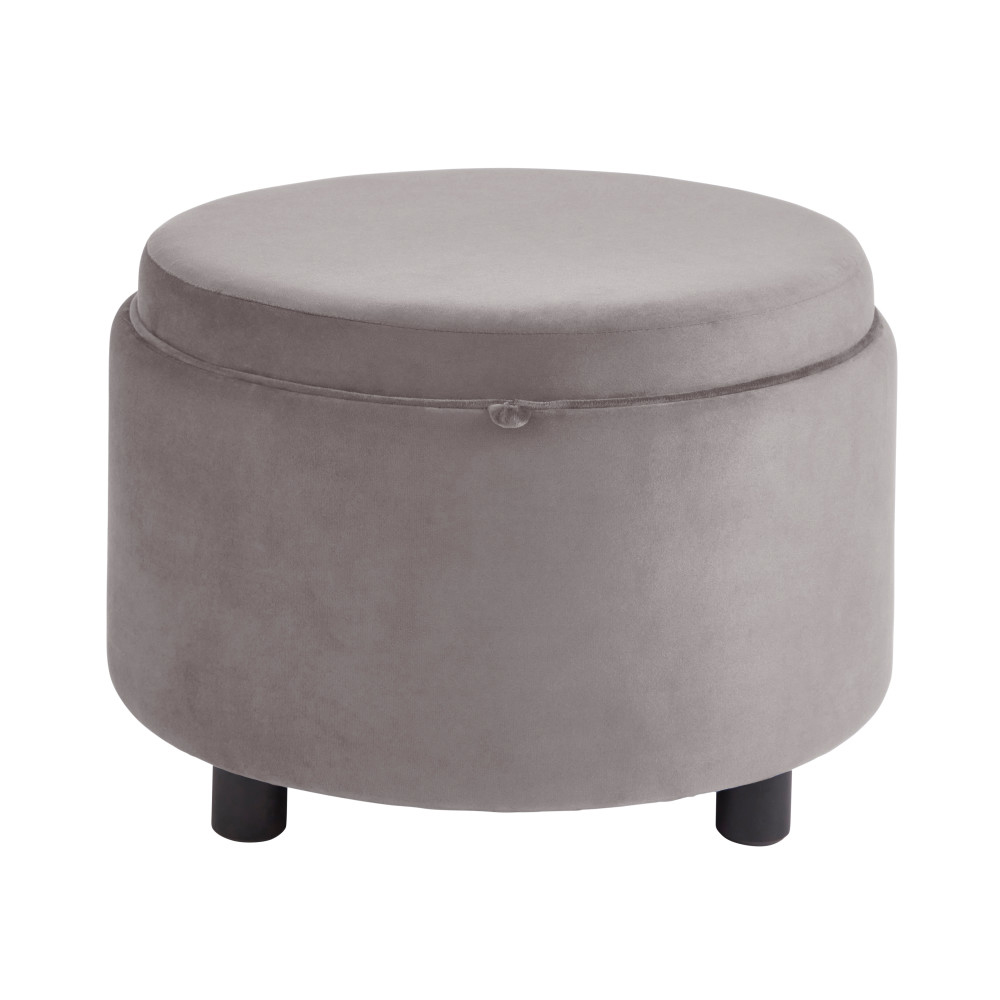 Laelis Velvet Tray Storage Stool in Grey