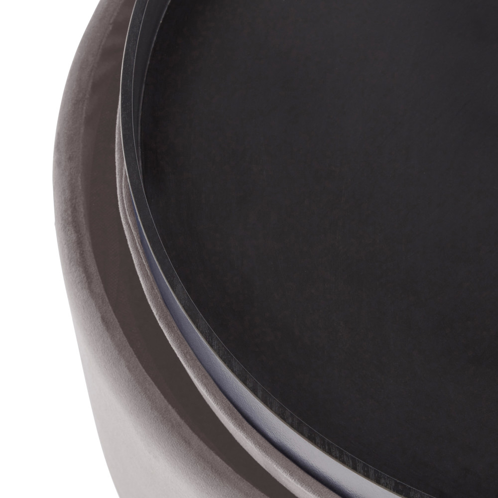 Laelis Velvet Tray Storage Stool in Grey