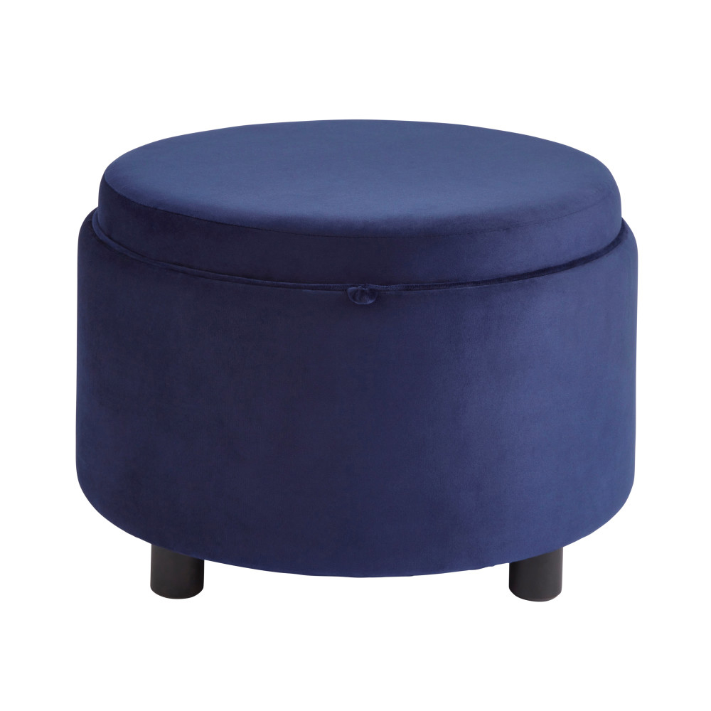 Laelis Velvet Tray Storage Stool in Midnight Blue