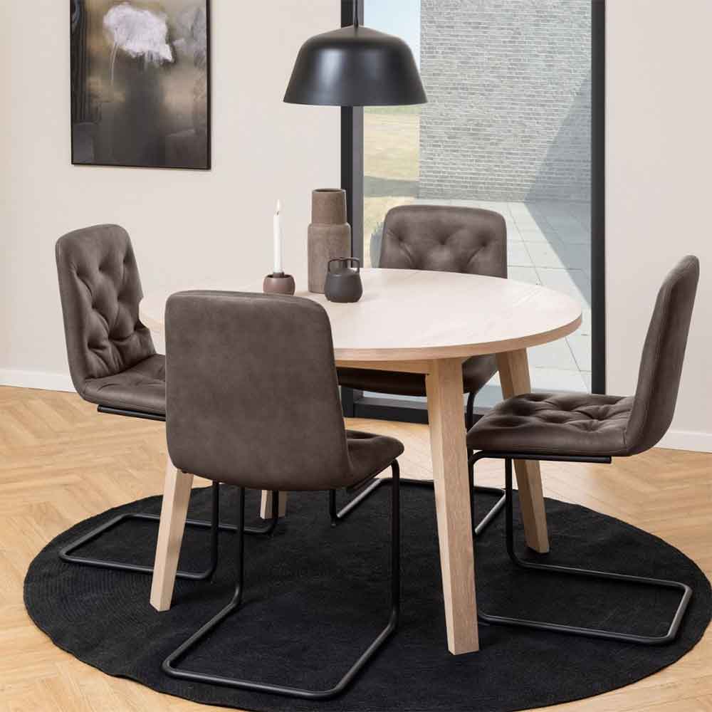 Lafayette Wooden Round Extending Dining Table - White Oak