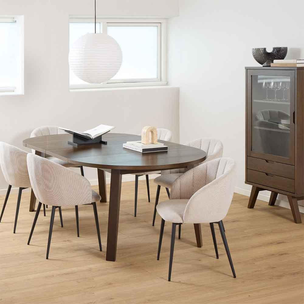 LafayetteWooden Round Extending Dining Table - Smoked Oak