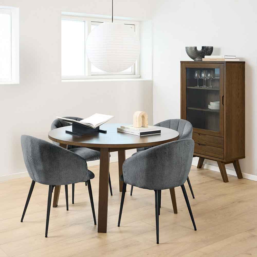 LafayetteWooden Round Extending Dining Table - Smoked Oak