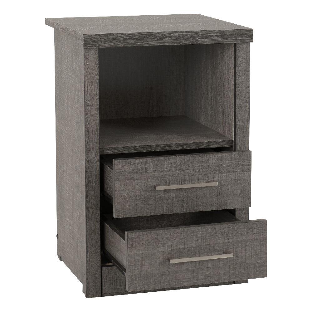 Laggan Wooden Bedside Cabinet With 2 Drawers In Black