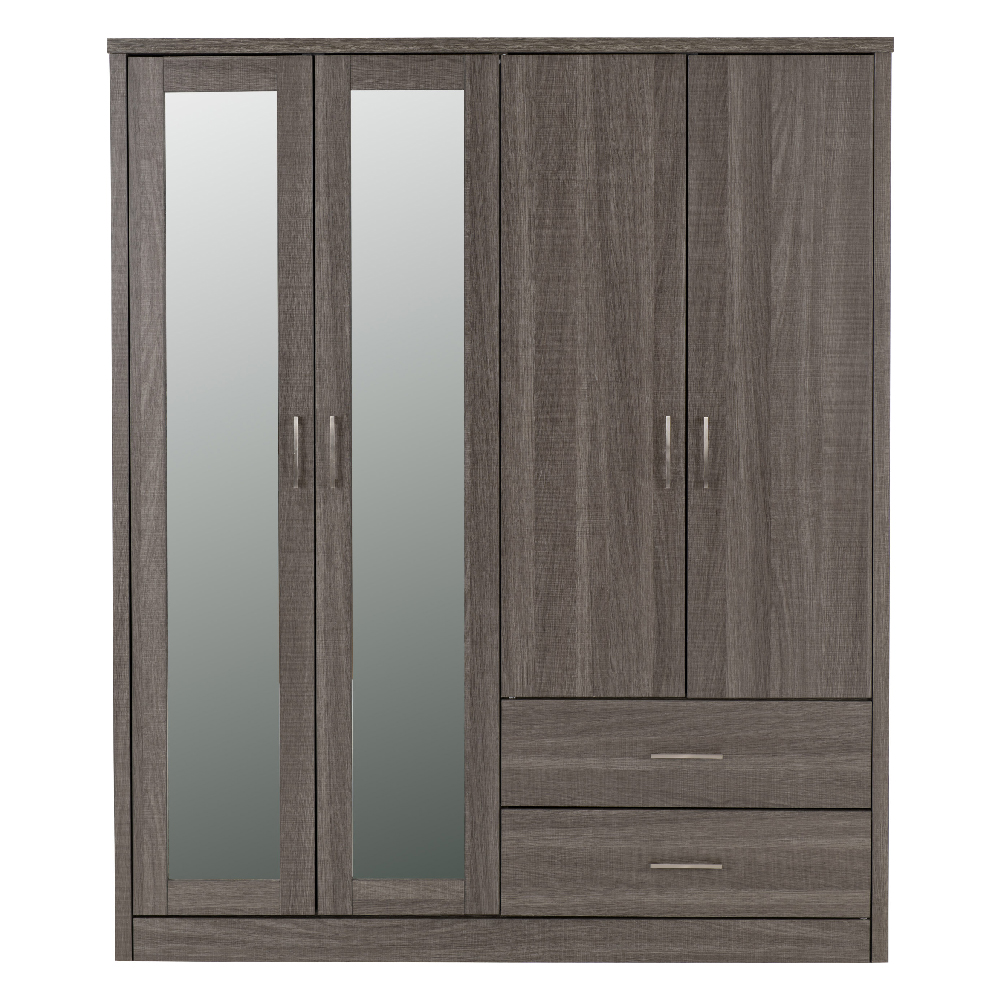 Laggan Wooden Wardrobe With 4 Doors In Black