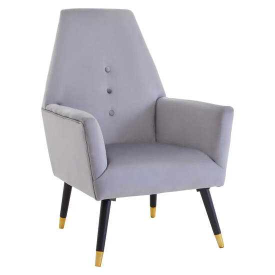Lagos Velvet Button Detail Armchair In Grey