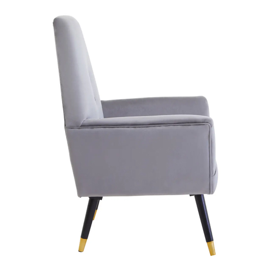 Lagos Velvet Button Detail Armchair In Grey