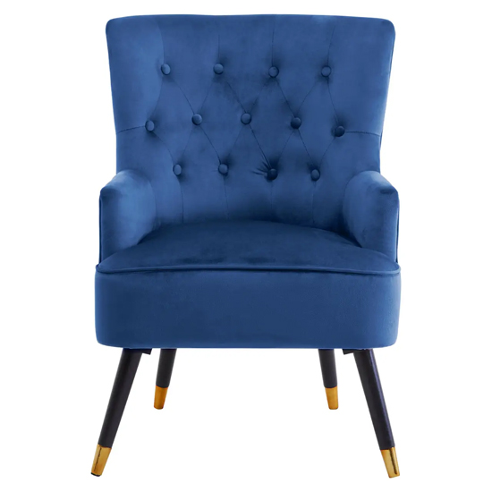 Product photograph of Lagos Velvet Button Tufted Armchair In Midnight Blue from Furniture in Fashion