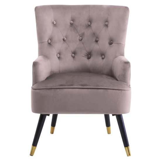 Product photograph of Lagos Velvet Button Tufted Armchair In Mink from Furniture in Fashion