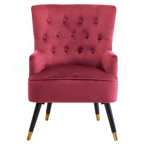 Product photograph of Lagos Velvet Button Tufted Armchair In Wine from Furniture in Fashion