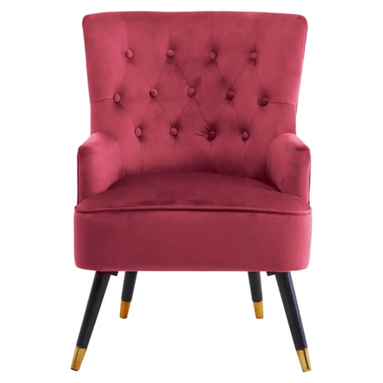 Lagos Velvet Button Tufted Armchair In Wine