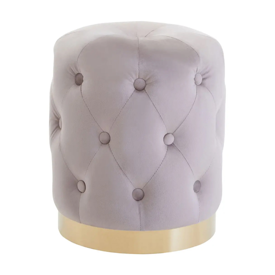 Lagos Velvet Button Tufted Stool In Mink | Furniture in Fashion