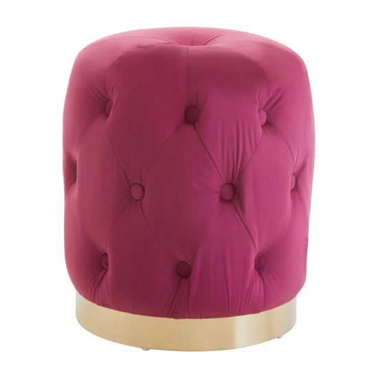 Lagos Velvet Button Tufted Stool In Wine