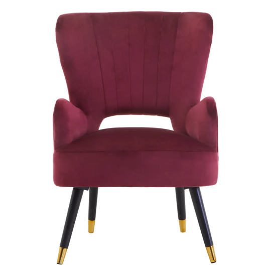 Product photograph of Lagos Velvet Cut Out Back Armchair In Wine from Furniture in Fashion