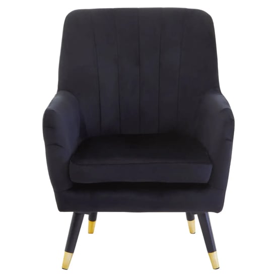 Read more about Lagos velvet scalloped armchair in black with black legs