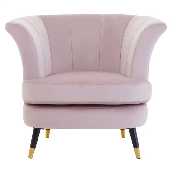 Product photograph of Lagos Velvet Scalloped Armchair In Dusky Pink from Furniture in Fashion