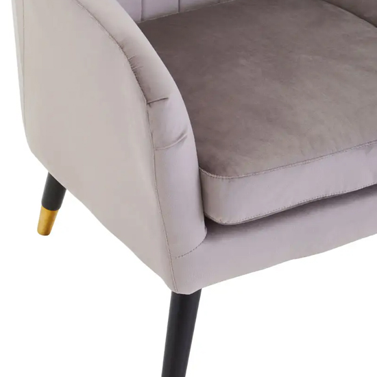 Lagos Velvet Scalloped Armchair In Mink With Black Legs