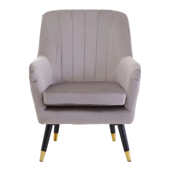 Read more about Lagos velvet scalloped armchair in mink with black legs