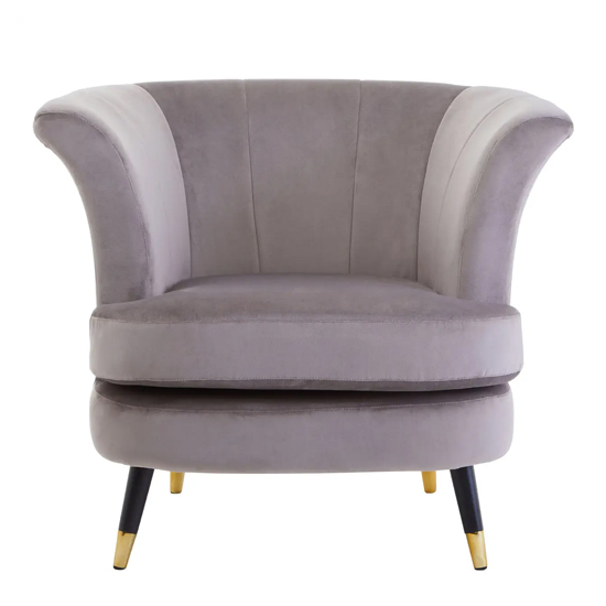 Product photograph of Lagos Velvet Scalloped Armchair In Mink from Furniture in Fashion